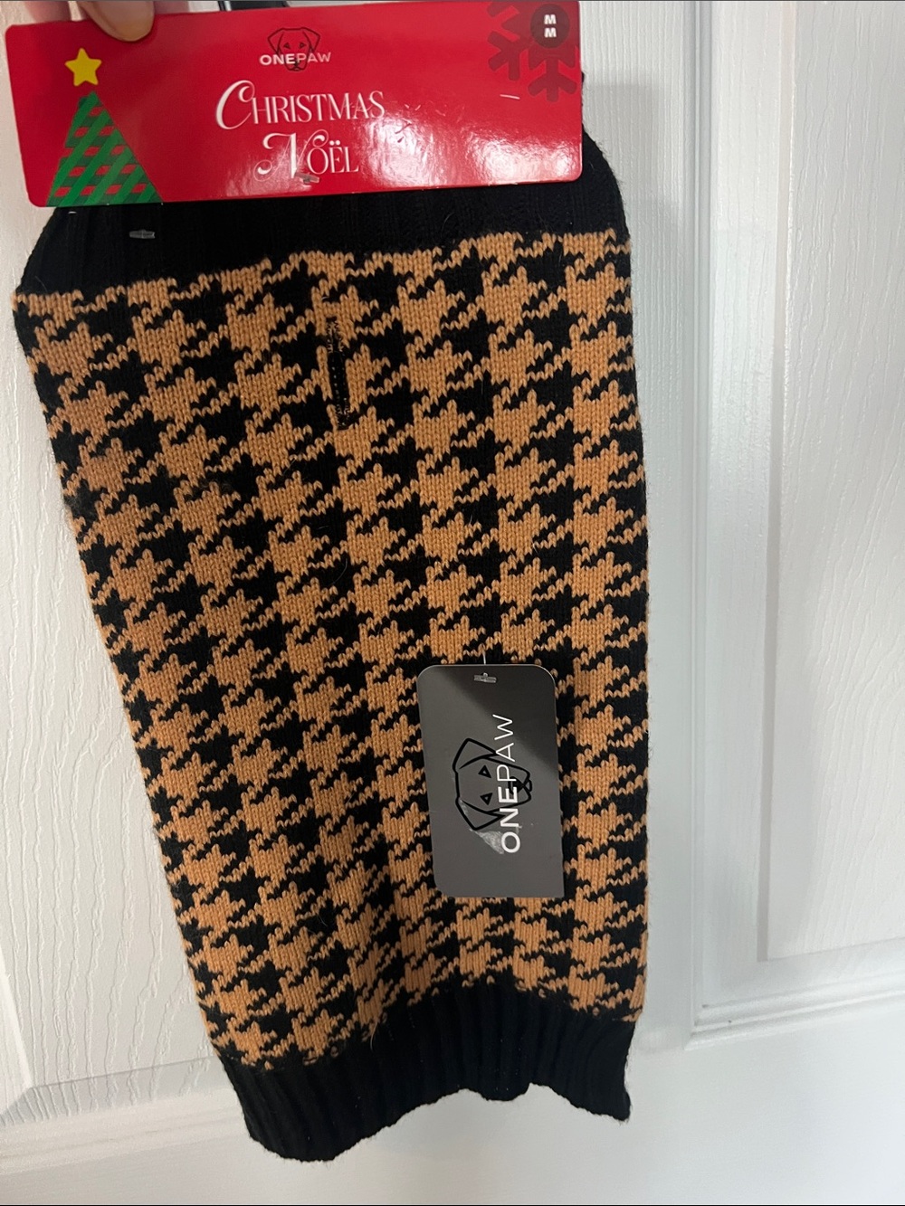 Black & Tan Houndstooth Knit Dog Sweater